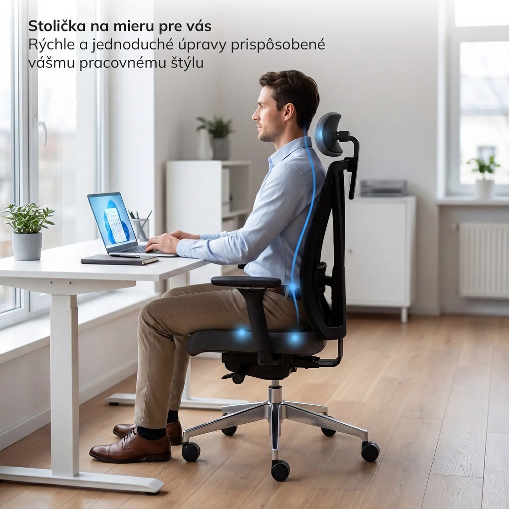 Ergonomická kancelárska stolička tmavosivá VECTOR