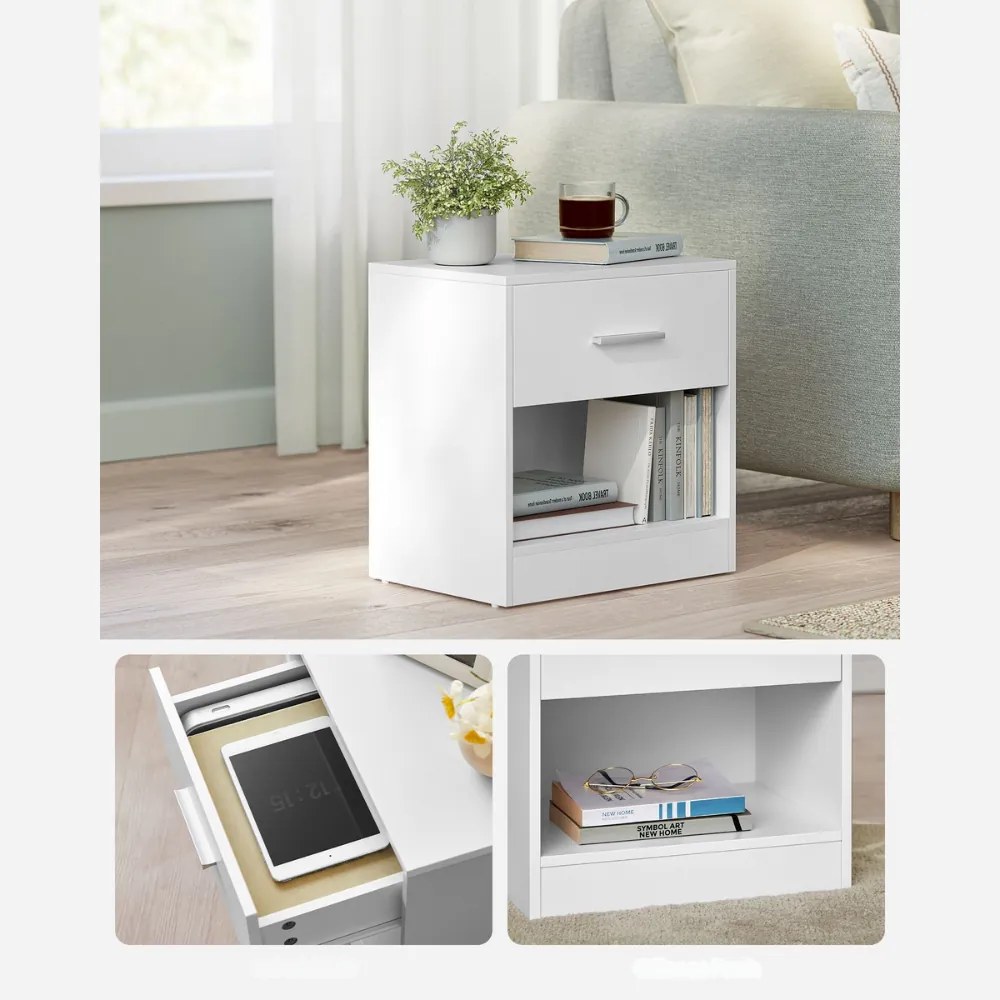 Vasagle Nočný stolík COSTA, 28x39x41cm, biela