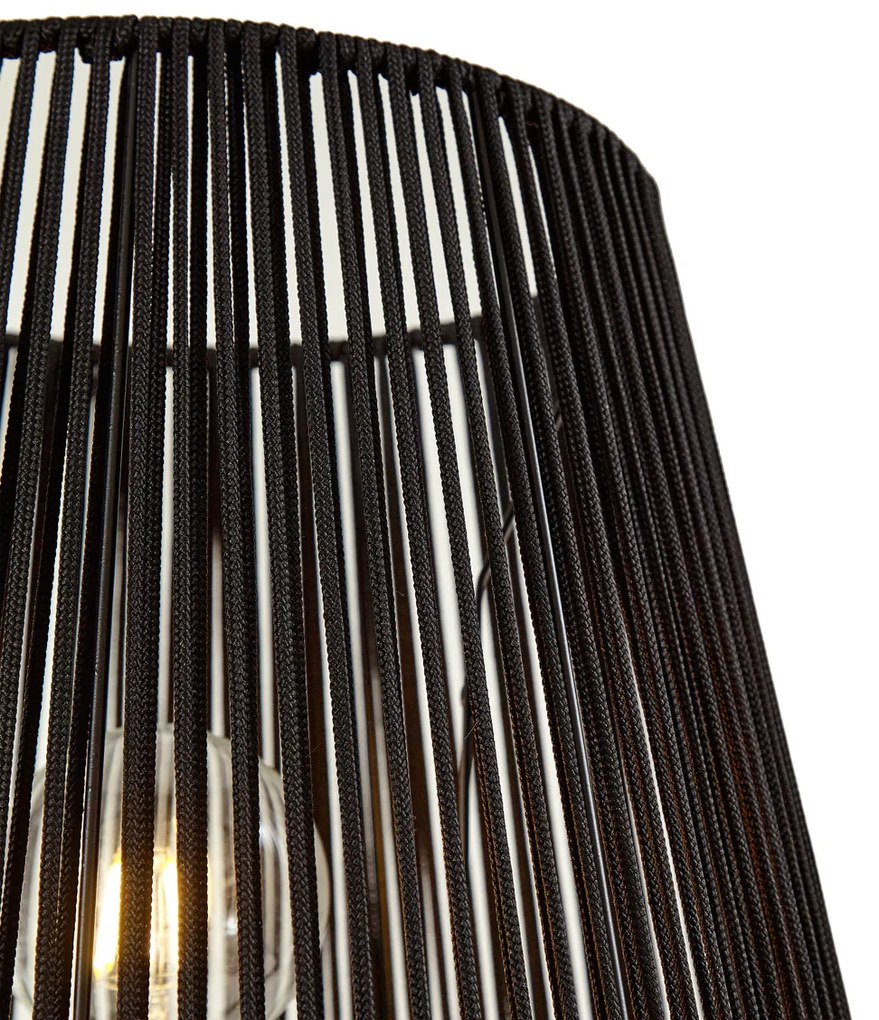 Vonkajšia stojaca lampa čierna s čiernym lanovým tienidlom IP44 - Virginia Jayla