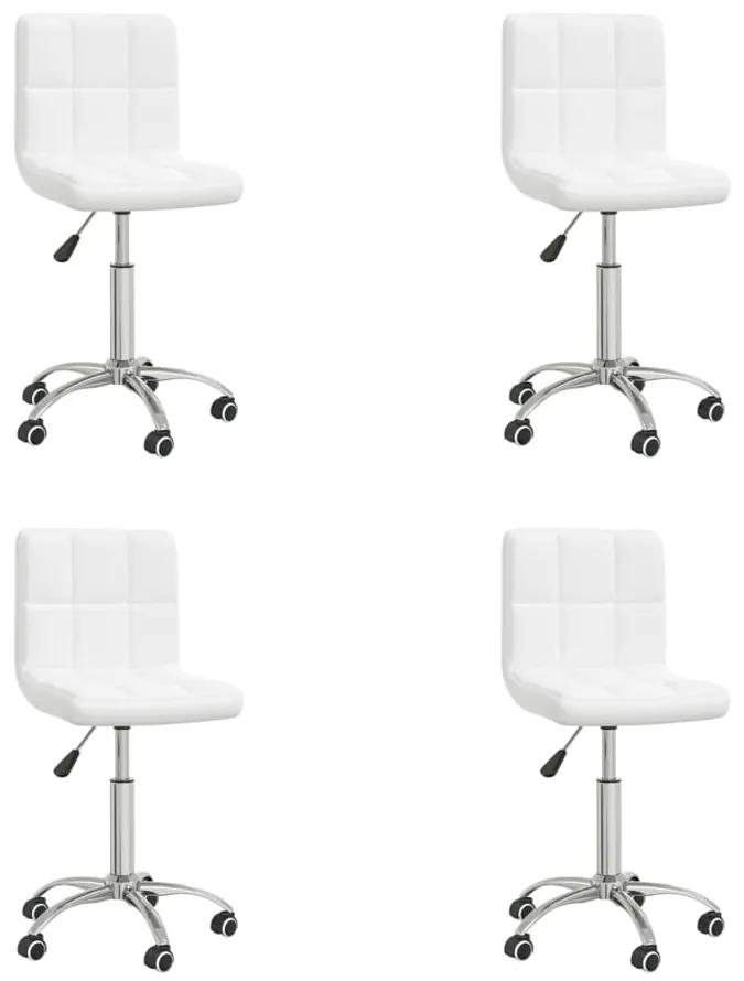 Otočné jedálenské stoličky 4 ks biele umelá koža