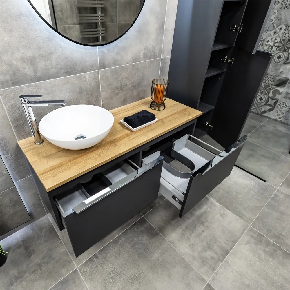 Mereo, Mereo Mailo, kúpeľňová skrinka 81 cm, chróm madlo, Multidecor, Dub Bardolino, MER-CN591SDBAR