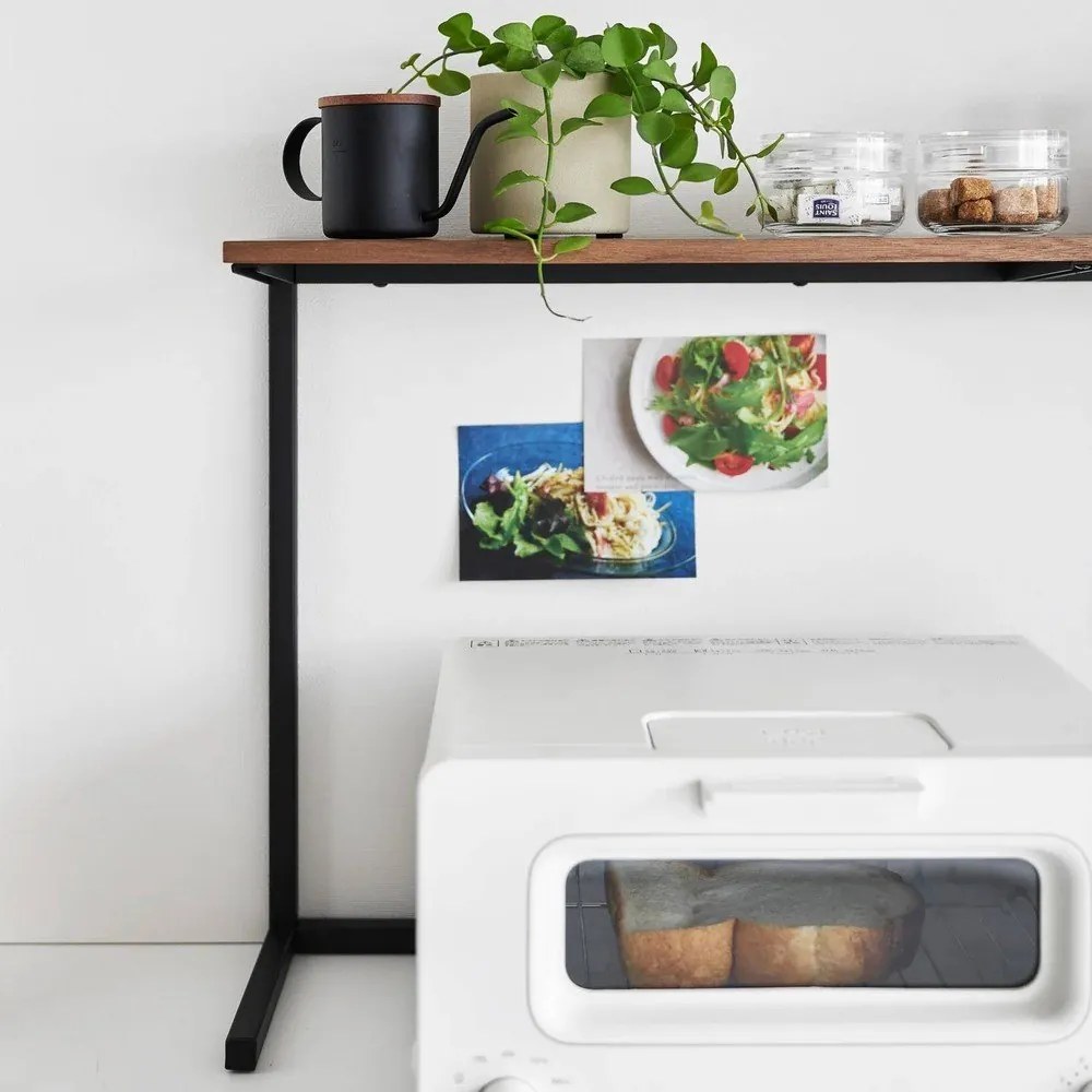 Čierna/v prírodnej farbe drevená prídavná polička 90x18 cm Tower – YAMAZAKI