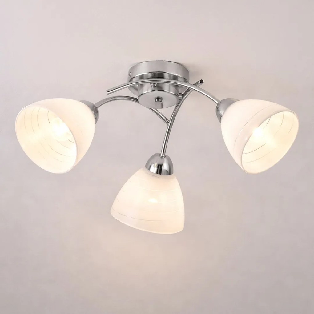 Stropné svietidlo Clara, 3x biele sklenené tienidlo, ch