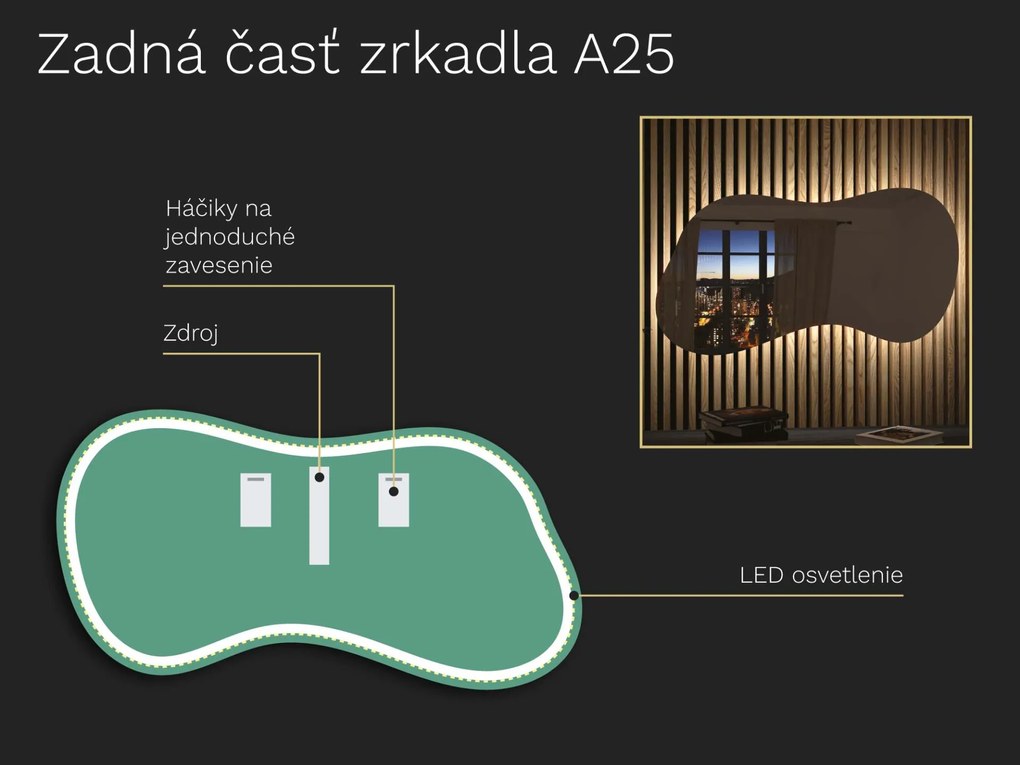 Organické LED zrkadlo s osvetlením A25