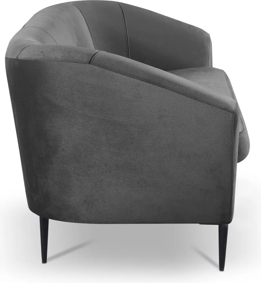 Trojmiestna pohovka Olivio, stredne šedá zamatová látka