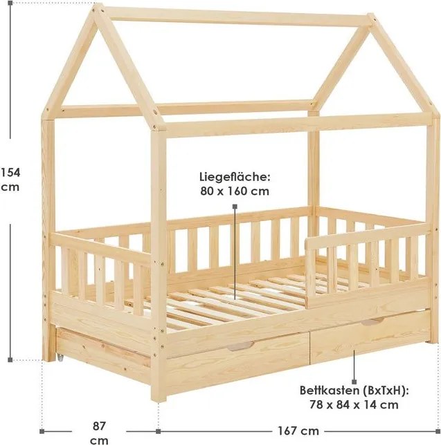 Detská posteľ 80 × 160 cm s úložným priestorom