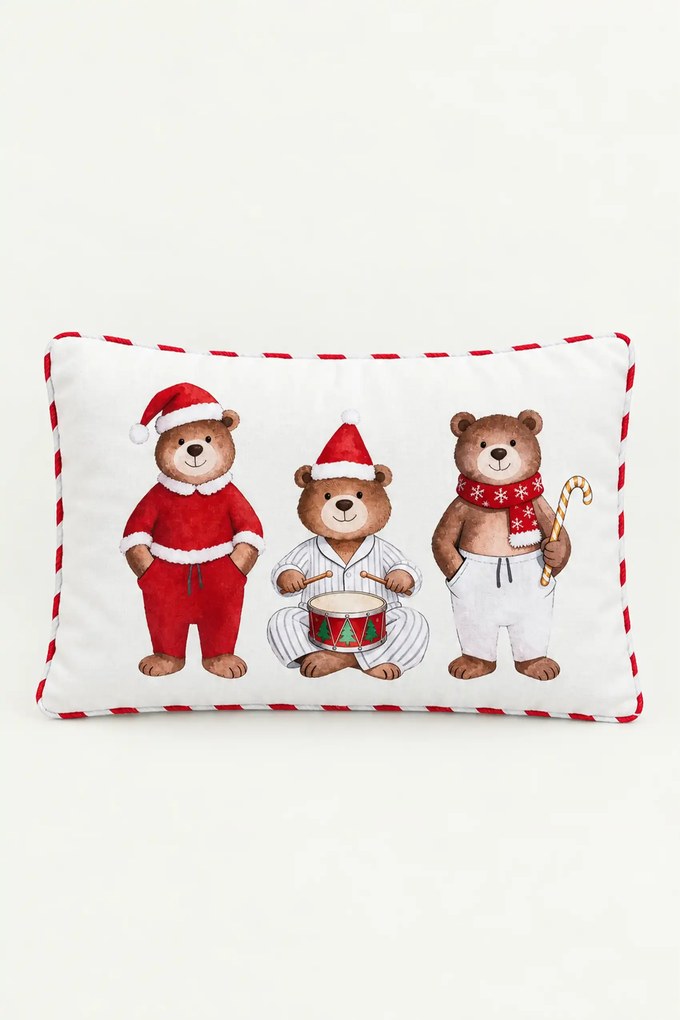 Obliečka na vankúš PYJAMA BEAR TRIO biela 30x50 cm