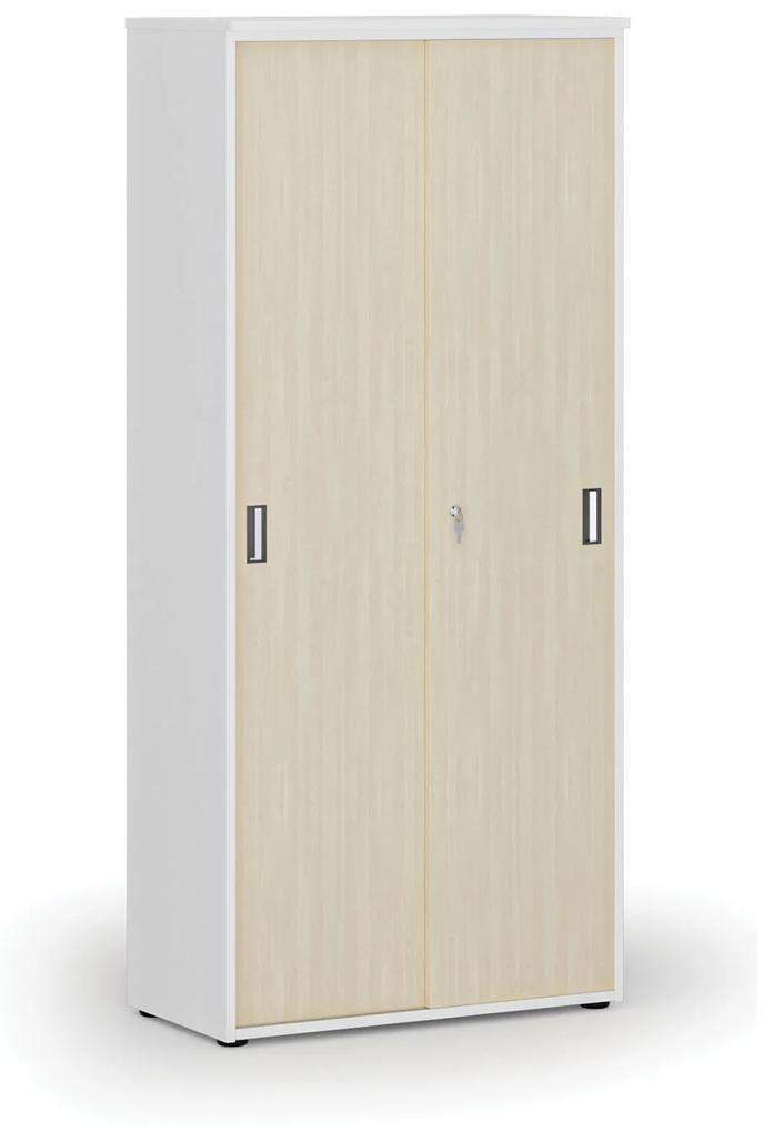 Skriňa so zasúvacími dverami PRIMO WHITE, 1781 x 800 x 420 mm, biela/dub prírodná