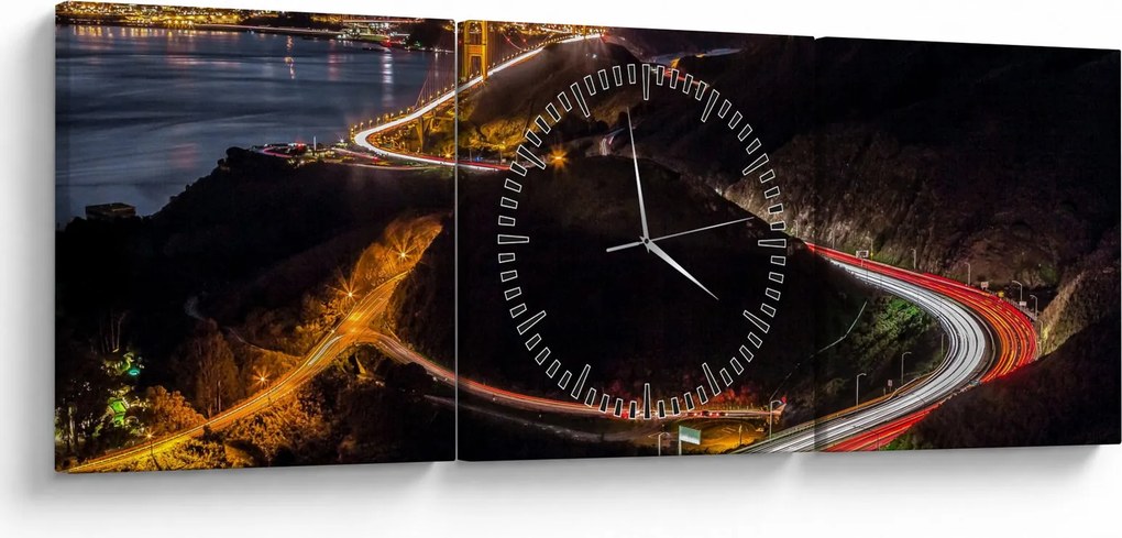 Obraz - Golden Gate Bridge (s hodinami) (90x30 cm)