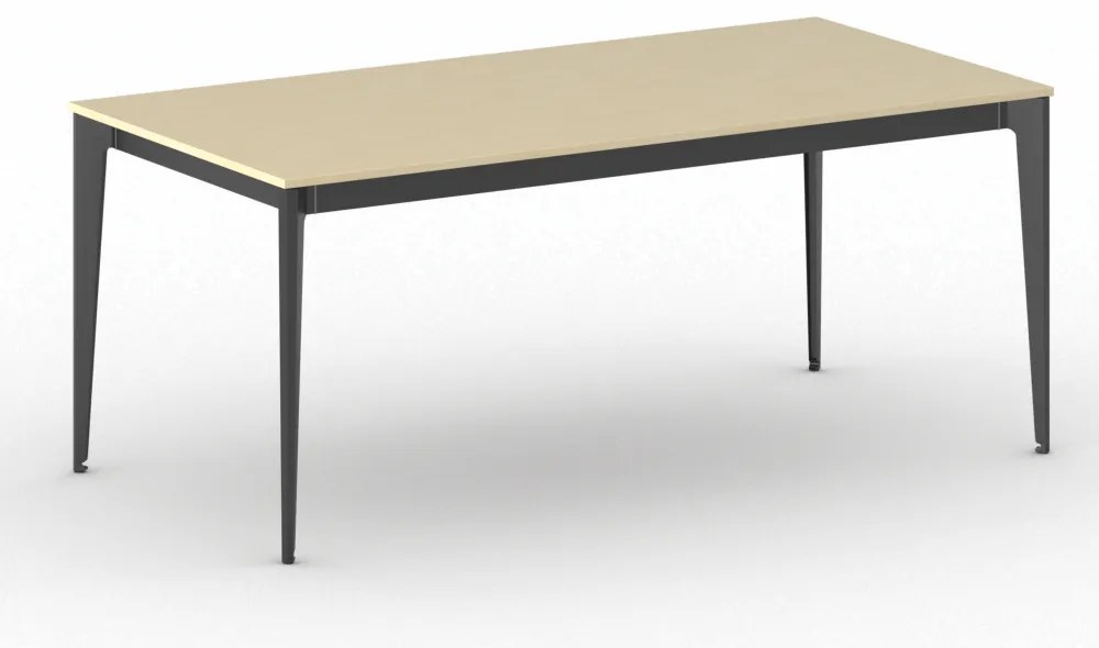 Rokovací kancelársky stôl PRIMO ACTION, 180x90 cm, čierna podnož, breza