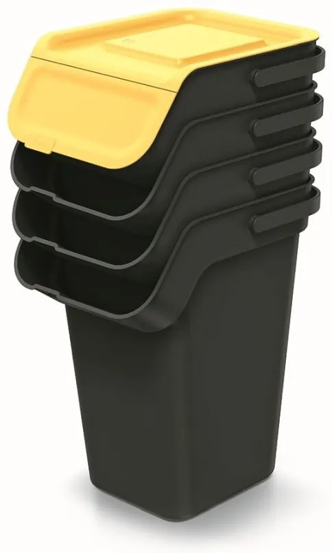 Odpadkový kôš KADDI Q SET recyklovane čierny s filtrom, objem 4 x 25l