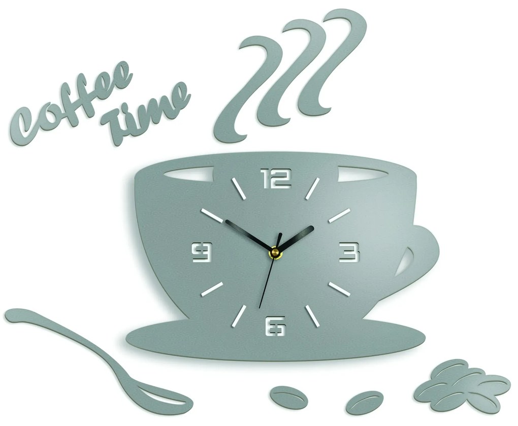 Nástenné hodiny Coffee svetlo šedé