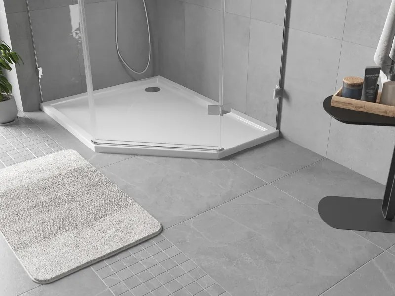 Mexen Flow Slim, ľavostranná päťuholníková sprchová vanička 100 x 80 cm, biela lesklá, 46P108010L