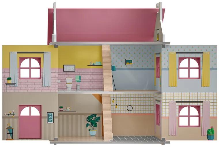 Playtive Drevený domček pre bábiky svetlo ružová