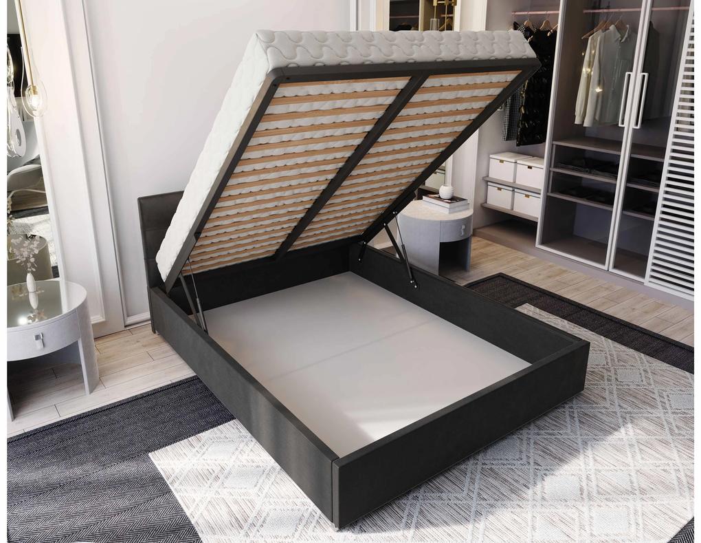 Manželská posteľ 160 cm Lonnie (čierna) (s roštom a úložným priestorom). Vlastná spoľahlivá doprava až k Vám domov. 1047083