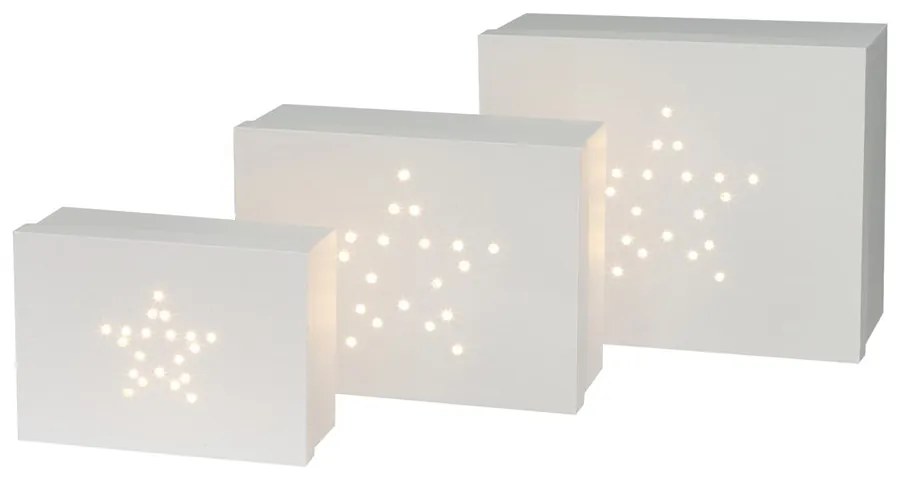 Gasper Darčeková krabička s LED/hviezda SET/3 ks biela