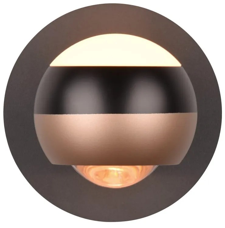 LED nástenné svietidlo ø 10 cm v čierno-medenej farbe Orbit – Trio Select