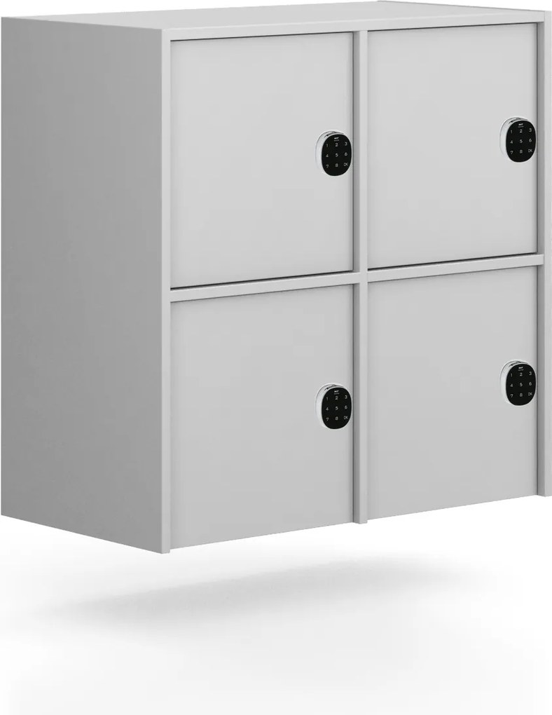 Nadstavba pre skrine FRAME, 4x dvere, 872 x 450 x 854 mm, kódový zámok, sivá