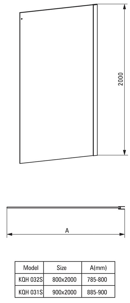 Deante Hiacynt, bočná stena ku sprchovému kútu Hiacynt 90x200 cm, 8mm číre sklo s EasyClean, chrómový profil, KTC_031S
