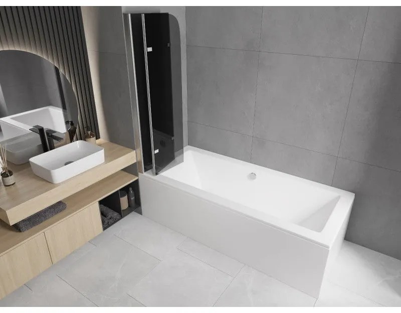 Mexen FELIX, vaňová zástena, 3-krídlová, 120 x 140 cm, šedá, 890-120-003-01-40