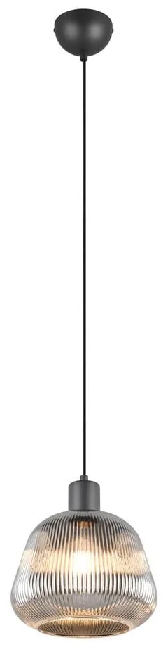 Čierne závesné svietidlo so skleneným tienidlom ø 22 cm Tarifa – Trio