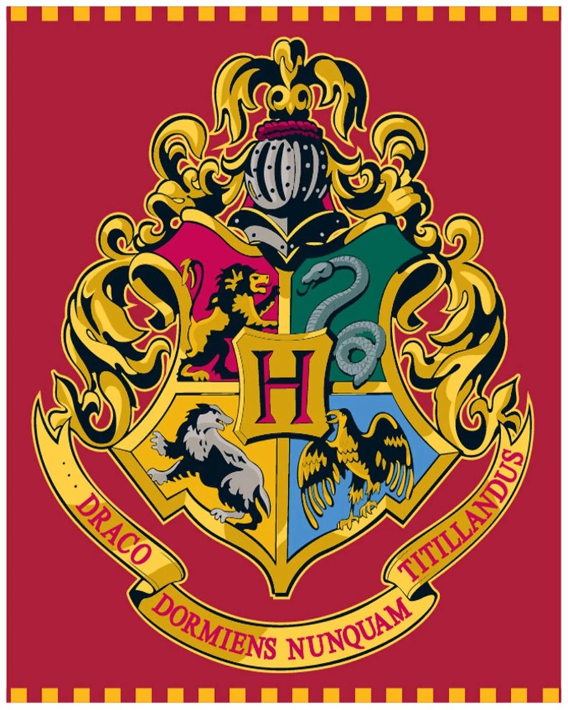 Deka coral fleece Harry Potter - motív erb Hogwarts - nano coral 220 gr./m² - 120 x 150 cm