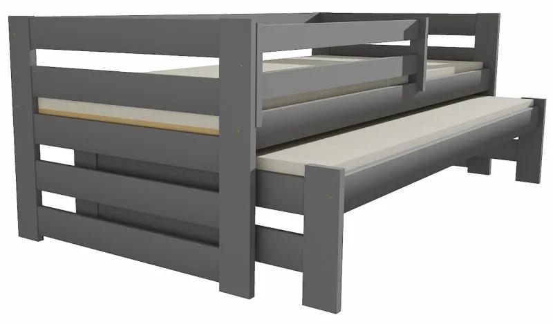 Detská posteľ s výsuvnou prístelkou z MASÍVU 180x80cm so zásuvkou - DPV007