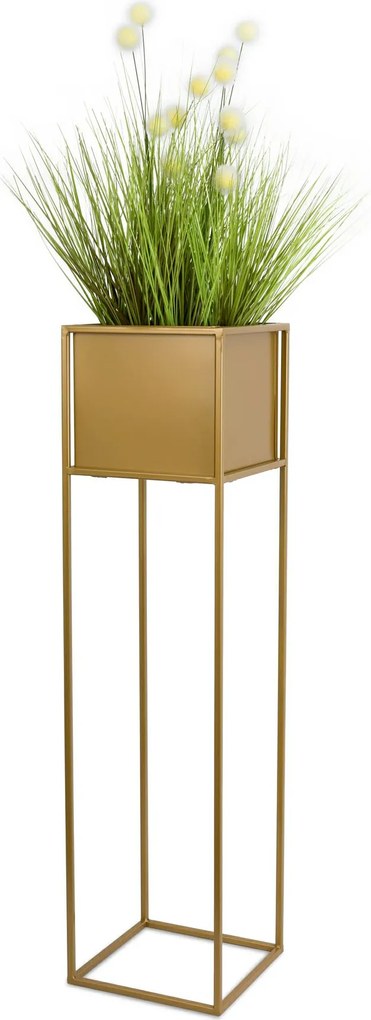 KOVOVÝ KVETINÁČ SO STOJANOM PLAIN 90X24 CM ZLATÁ