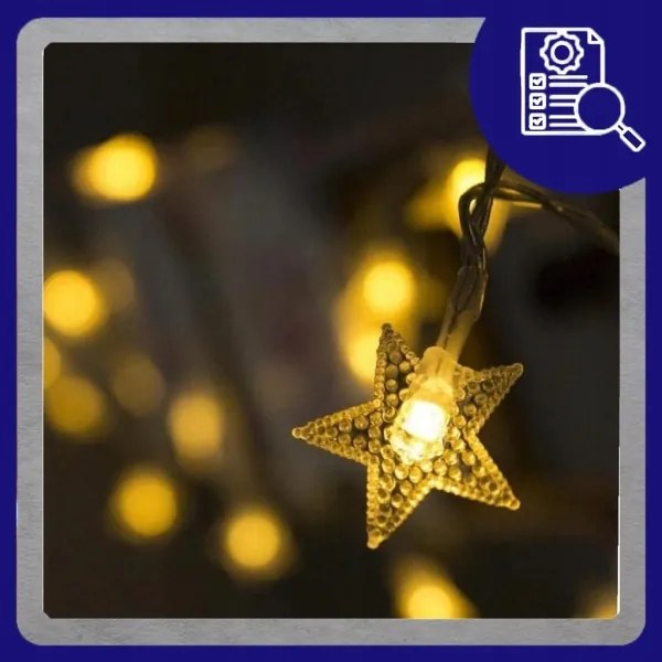 Vianočný svetelný záves 20 LED hviezdy teplá biela DA324B