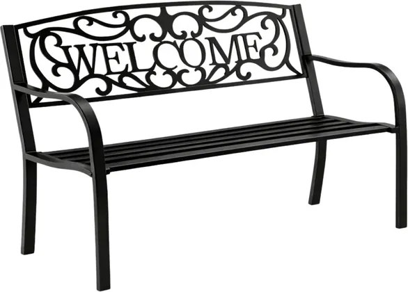 Lean Záhradná kovová lavička WELCOME – 127cm, čierna