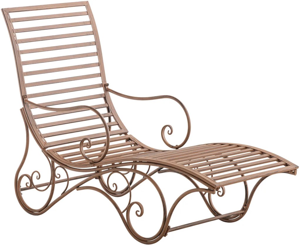 Kovová záhradné lehátko Amiens - Hnedá antik