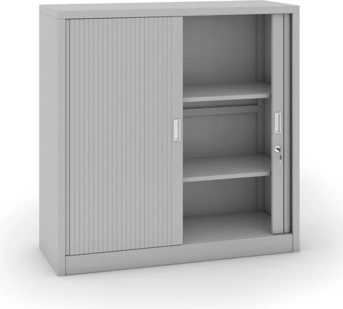 Kovová skriňa s roletovými dverami, 1200 x 1200 x 450 mm, svetlo sivá