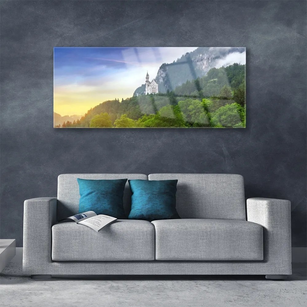 Obraz plexi Zámok v horách les príroda 125x50 cm