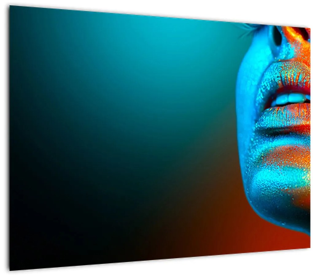 Sklenený obraz - Trblietavá tvár (70x50 cm)