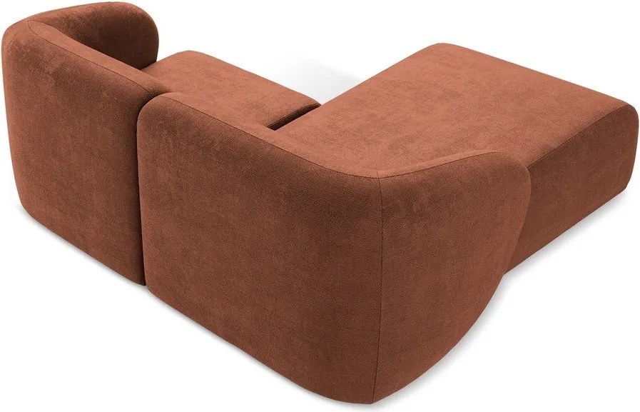 Ženilková rohová pohovka v terakotovej farbe (ľavý roh/s leňoškou) Lani – Makamii