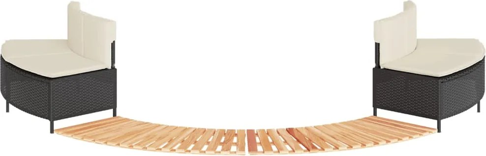 vidaXL Rám k vírivke, čierny, polyratan a akáciový masív