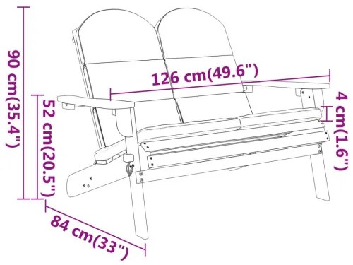 vidaXL Adirondack Záhradná lavička s vankúšmi 126 cm masívna akácia-