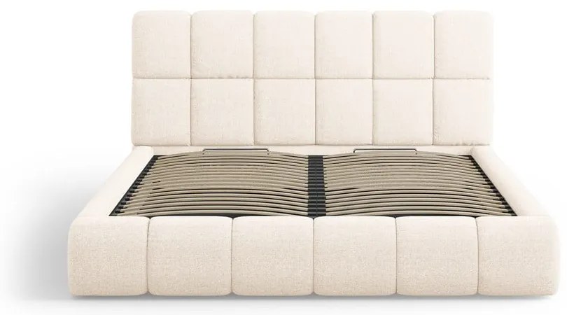 Krémovobiela čalúnená dvojlôžková posteľ s úložným priestorom s roštom 160x200 cm Bellis – Micadoni Home