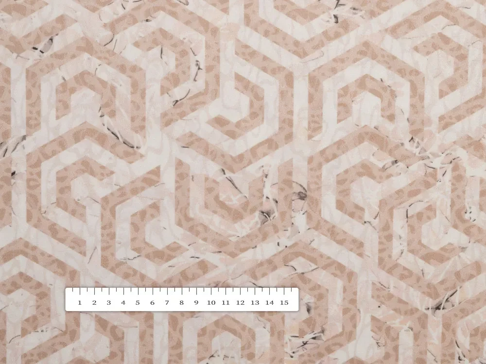 Biante Zamatový obdĺžnikový obrus Tamara TMR-029 Ružovobéžové hexagony s čiernym žíhaním 100x140 cm