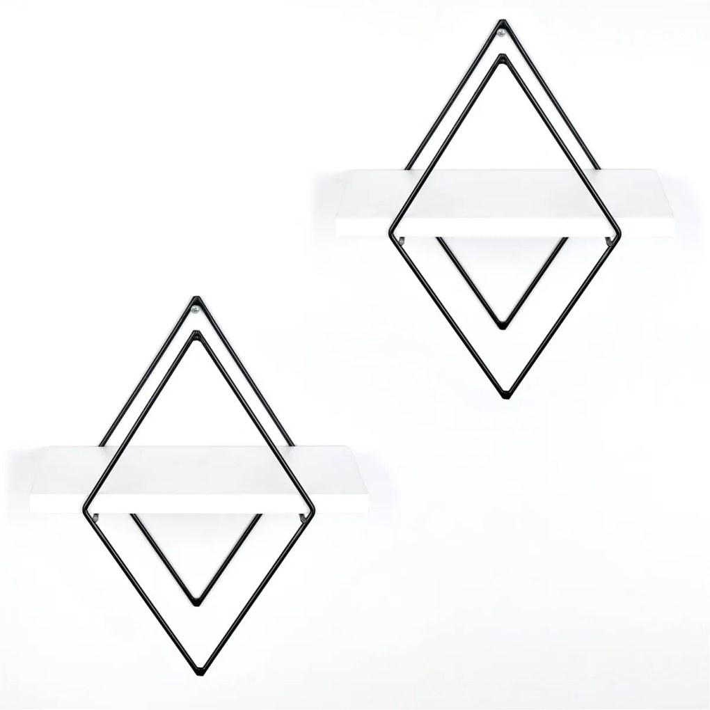 Sada 2 nástenných políc Rony biela/čierna