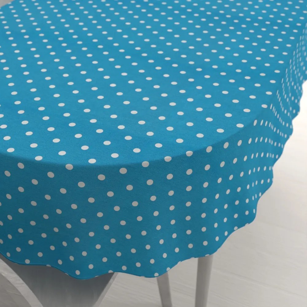 Biante Dekoračný oválny obrus Leona LN-021 Biele bodky na modrom 100x160 cm