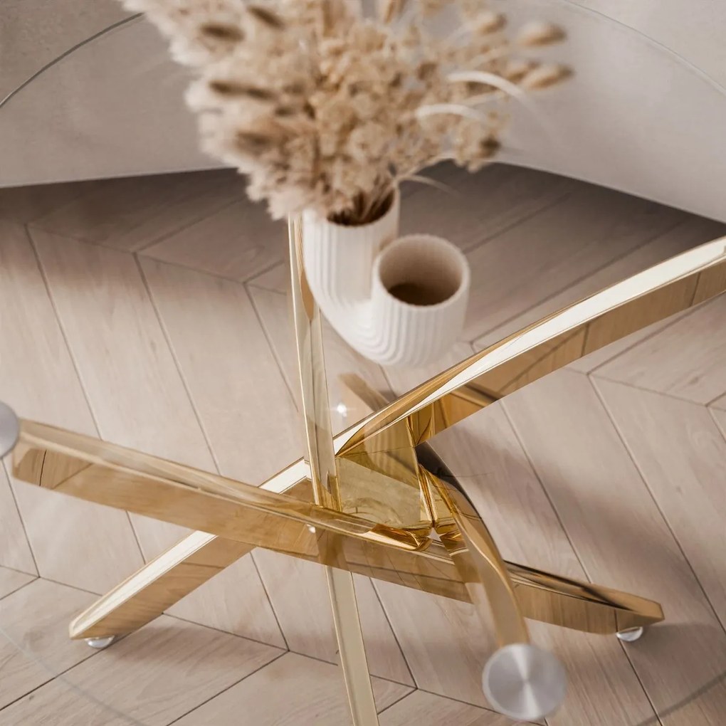 KONFERENČNÝ STOLÍK PASCAL ZLATÝ + SKLO