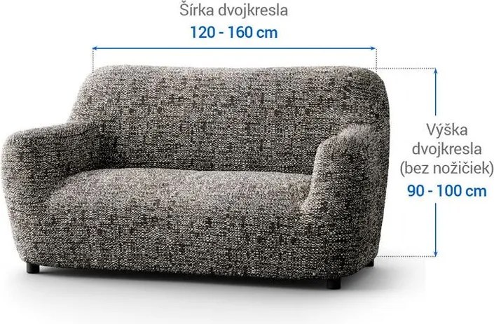 Bielastické poťahy GLORIA hnedá dvojkreslo (š. 120 - 160 cm)