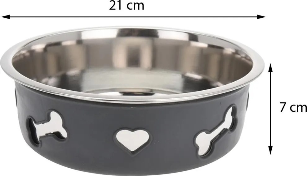 Kovová miska pre psa BONES 2 l sivá