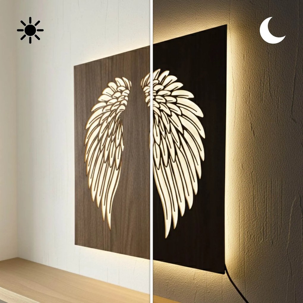 SENTOP | LED drevený obraz – Anjelske krídla | Podsvietená nástenná dekorácia od | SENTOP LED0501