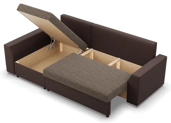 Rohová rozkladacia sedačka LUGO cappuccino / hnedá