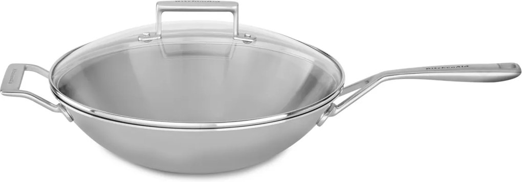 KitchenAid KC2T13WKST nerezový wok s poklicí třívrstvý 33 cm