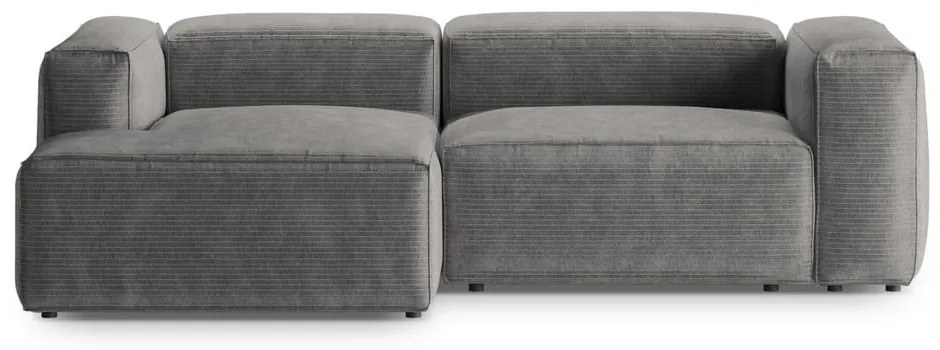 Svetlosivá menčestrová rohová pohovka (ľavý roh/s leňoškou) Bergamo – Cosmopolitan Design