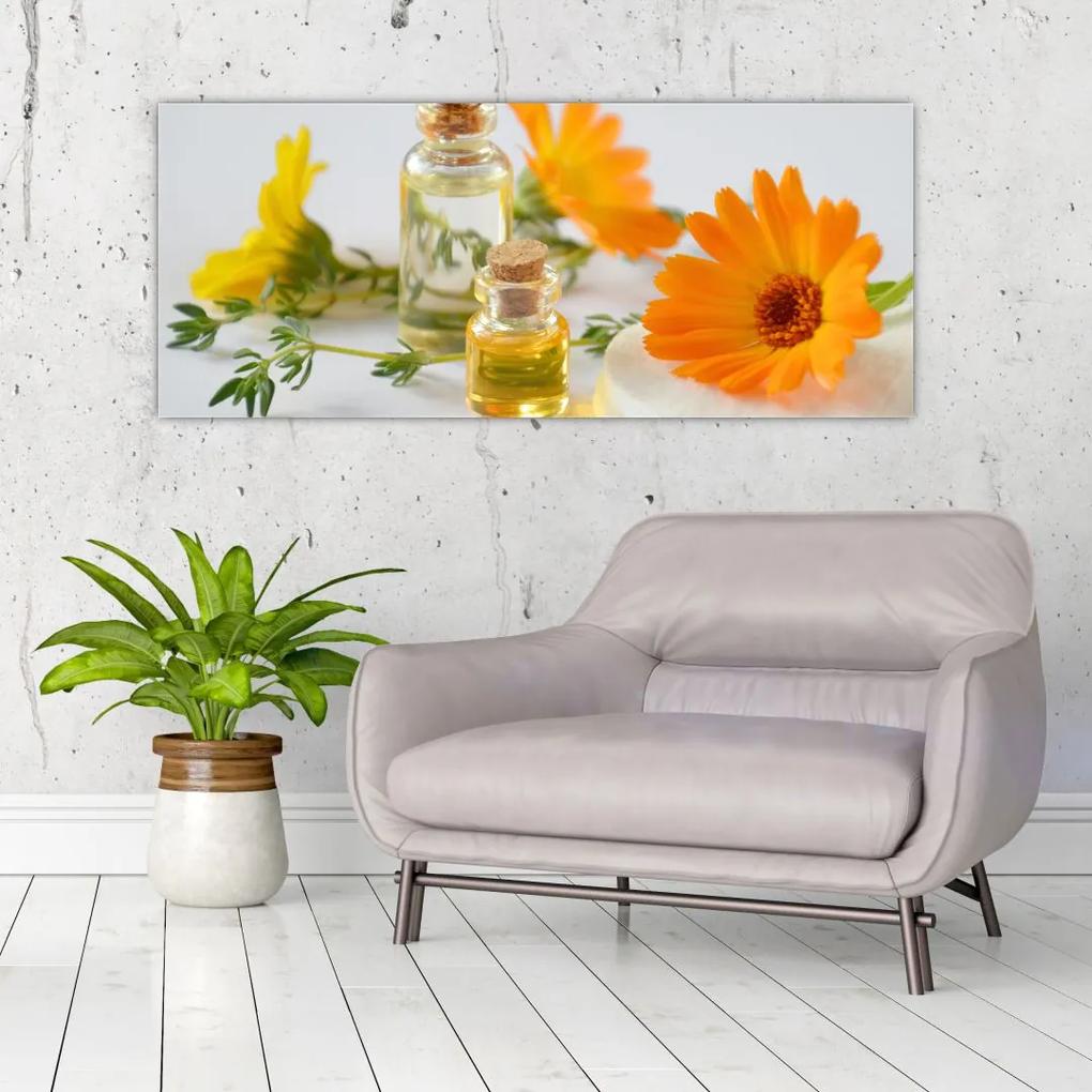 Obraz oranžových kvetín (120x50 cm)
