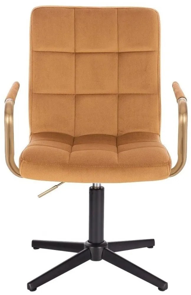 LuxuryForm DESIGN Stolička VERONA GOLD VELUR na čiernom kríži - medová
